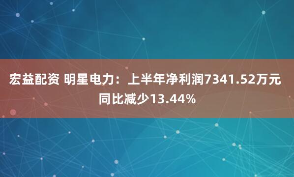 宏益配资 明星电力：上半年净利润7341.52万元 同比减少13.44%